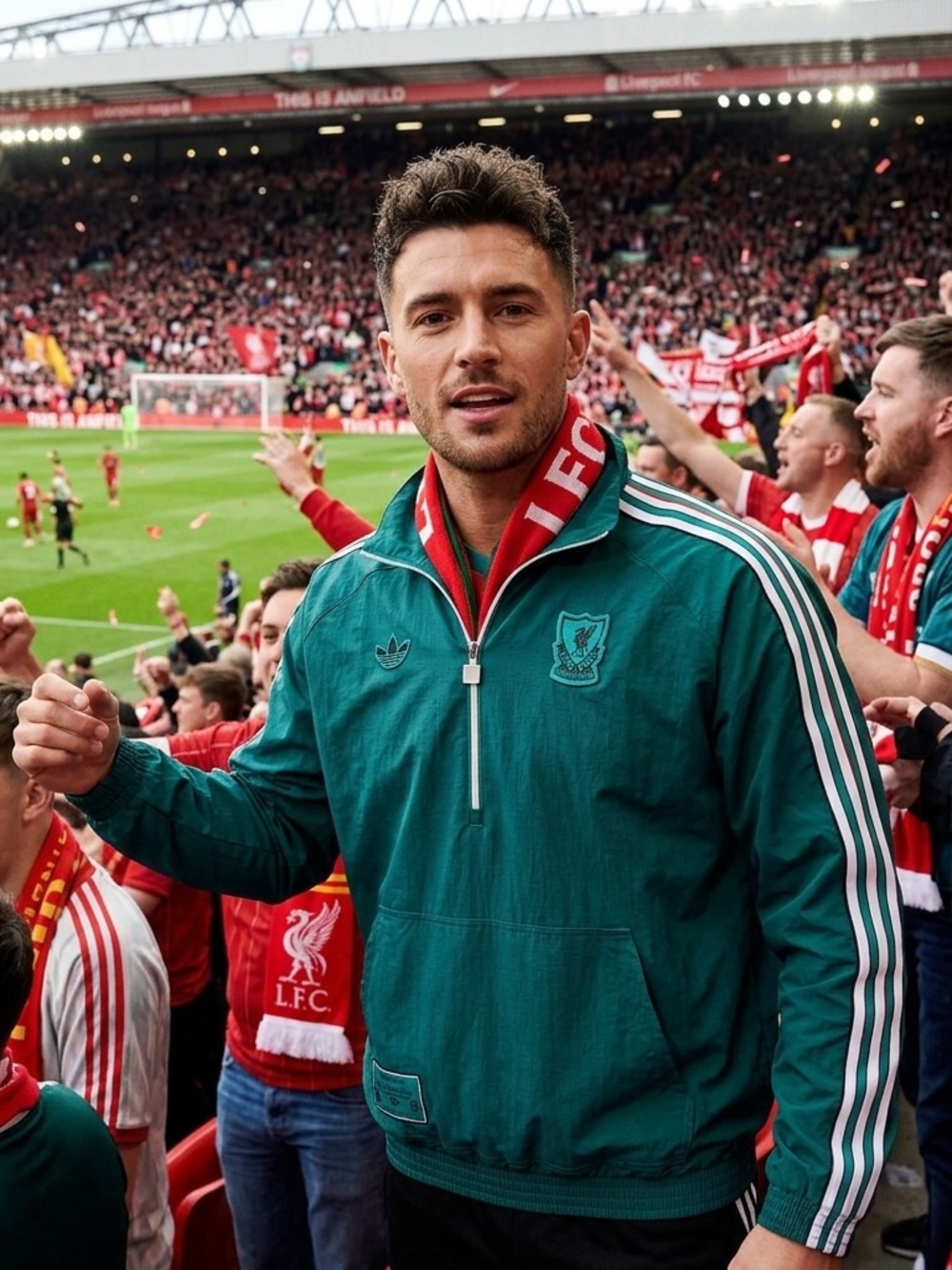 Adidas Liverpool FC Terrace Icons Half-Zip Track Top Jacket - JW5474 - MEDIUM